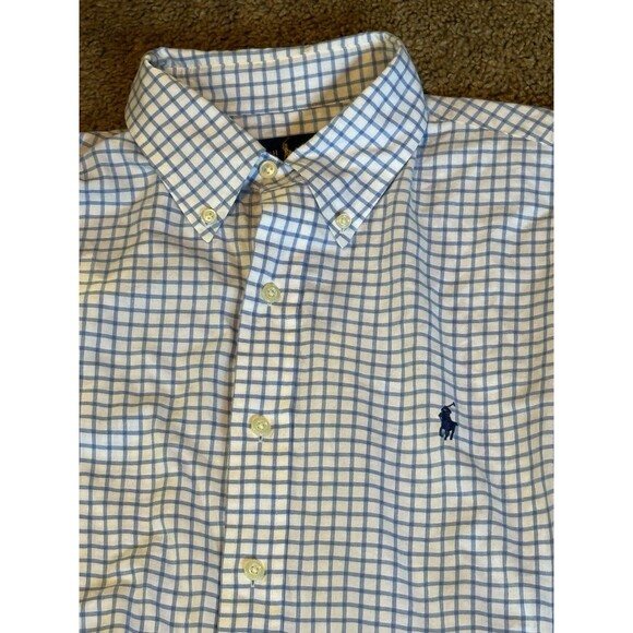 Ralph Lauren Men’s Size large Plaid White Blue Button Down Shirt - Picture 2 of 5